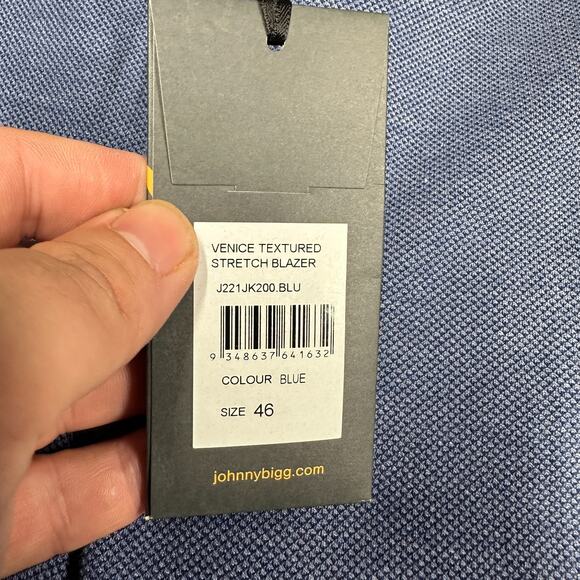 Johnny Bigg Men's Blue Venice Textured Stretch Blazer Size 46 NWT J221JK200 - Picture 12 of 15